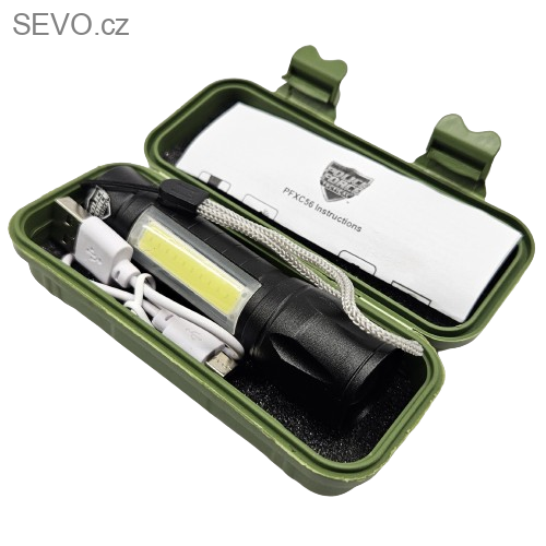 Taktická mini svítilna Police Force XPE/COB LED